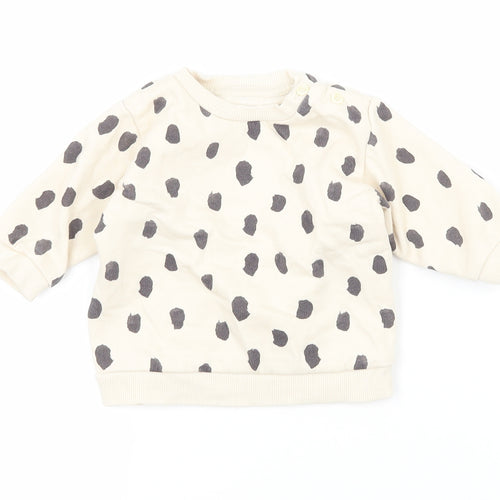 &S Baby Beige Polka Dot Jersey Pullover Jumper Size 3-6 Months