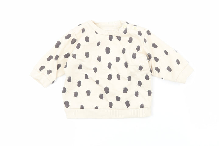 &S Baby Beige Polka Dot Jersey Pullover Jumper Size 3-6 Months