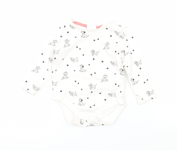 Disney Girls White Polka Dot Jersey Babygrow One-Piece Size 6-9 Months