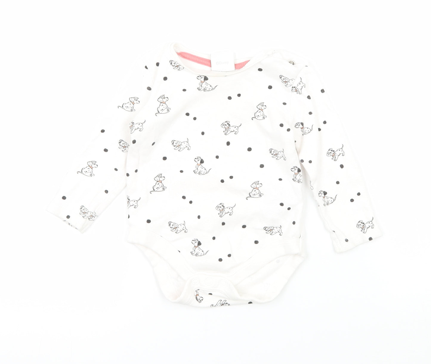 Disney Girls White Polka Dot Jersey Babygrow One-Piece Size 6-9 Months