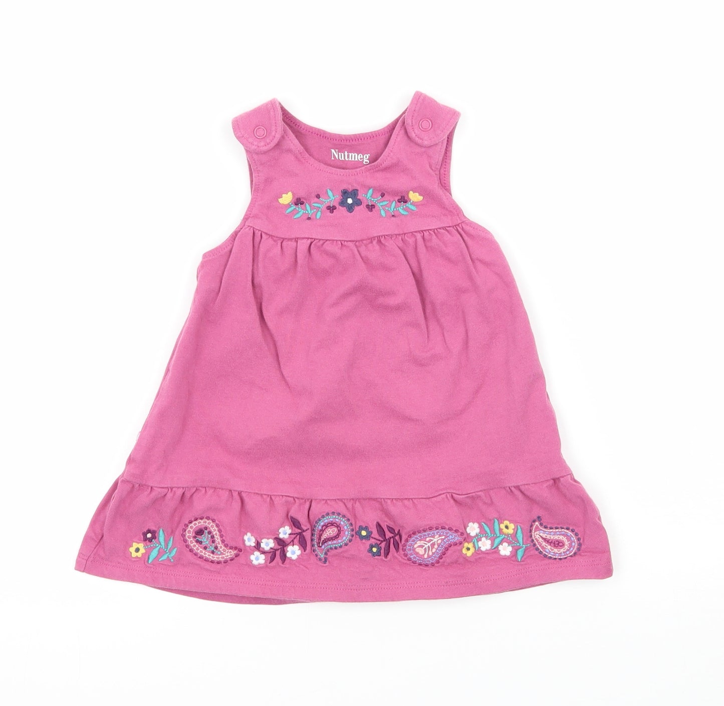 Nutmeg Girls Pink Floral Jersey T-Shirt Dress  Size 6-9 Months