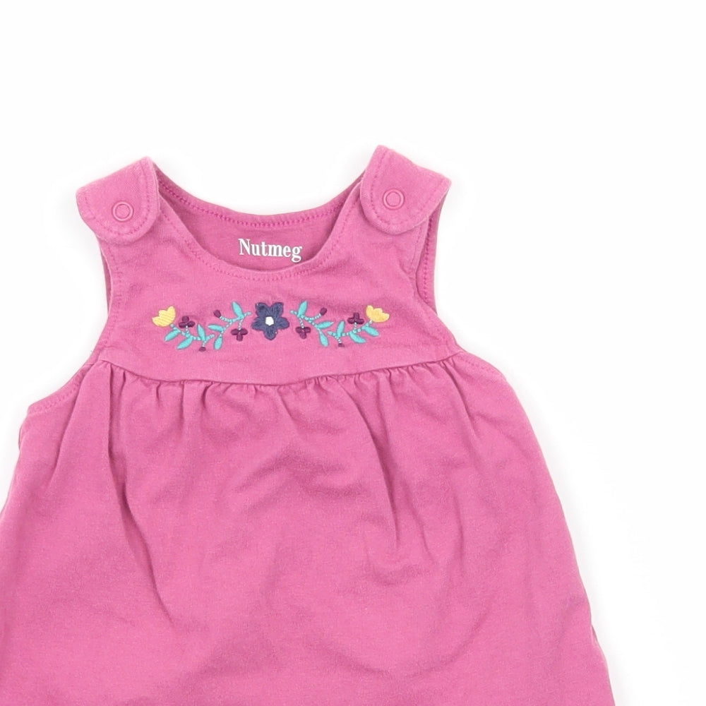 Nutmeg Girls Pink Floral Jersey T-Shirt Dress  Size 6-9 Months