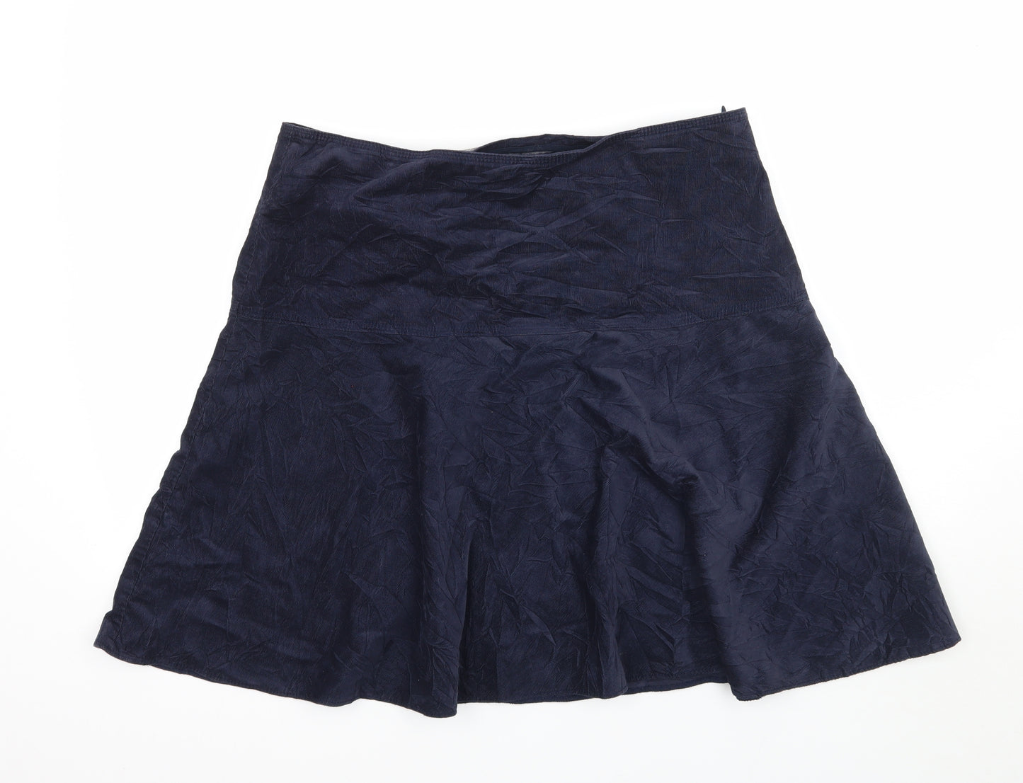 M&S Womens Blue  Corduroy Flare Skirt Size 14