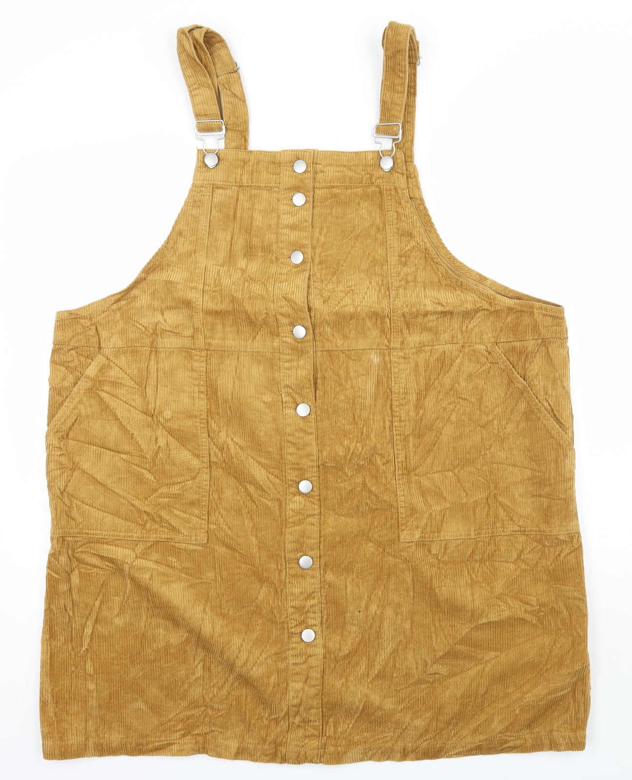 TU Womens Yellow  Corduroy Pinafore/Dungaree Dress  Size 24