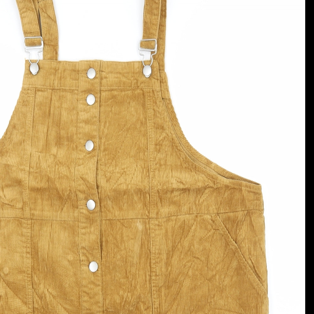 TU Womens Yellow  Corduroy Pinafore/Dungaree Dress  Size 24