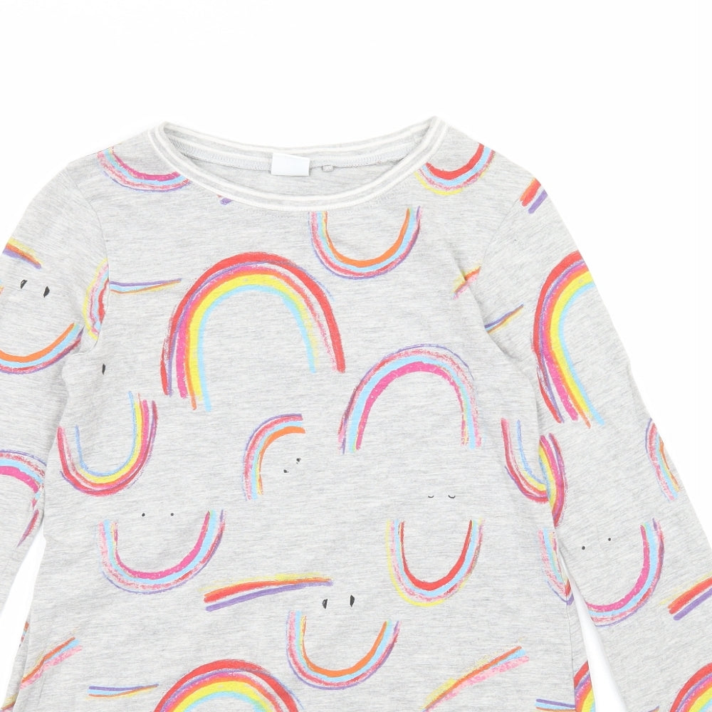 NEXT Girls Grey Geometric Jersey Basic T-Shirt Size 9 Years