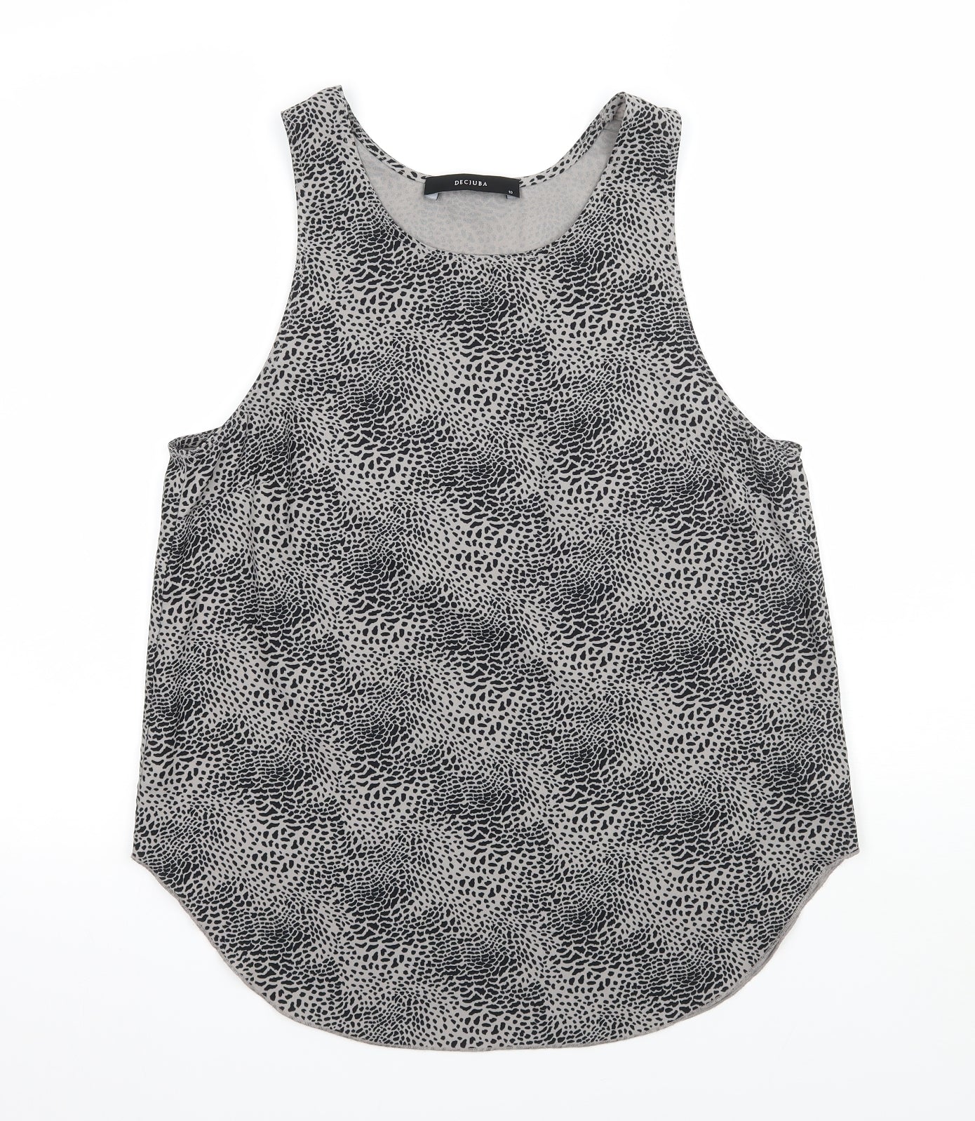 Decjuba Womens Grey Animal Print Jersey Basic Tank Size 10