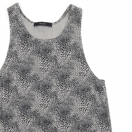 Decjuba Womens Grey Animal Print Jersey Basic Tank Size 10