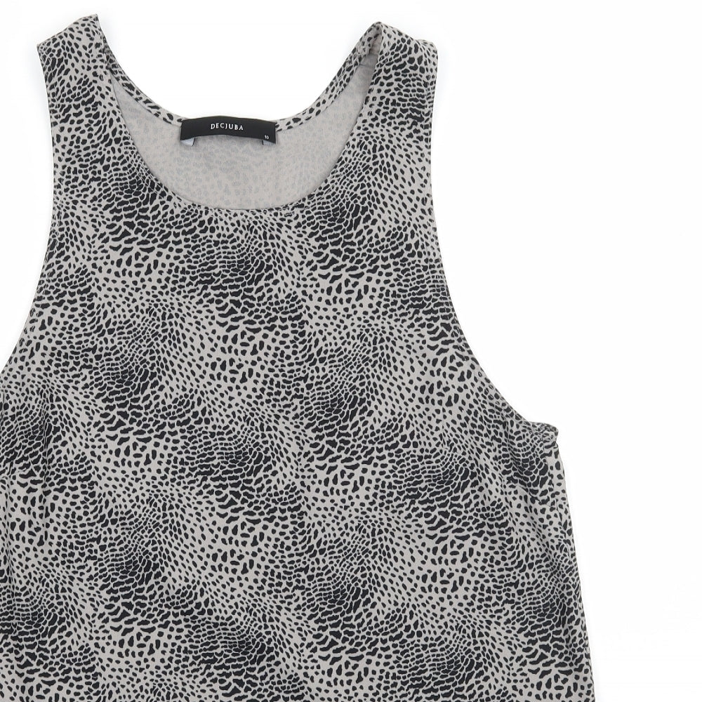 Decjuba Womens Grey Animal Print Jersey Basic Tank Size 10