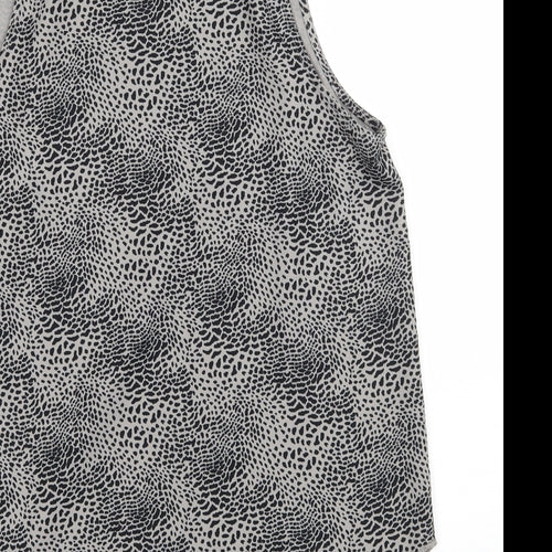 Decjuba Womens Grey Animal Print Jersey Basic Tank Size 10