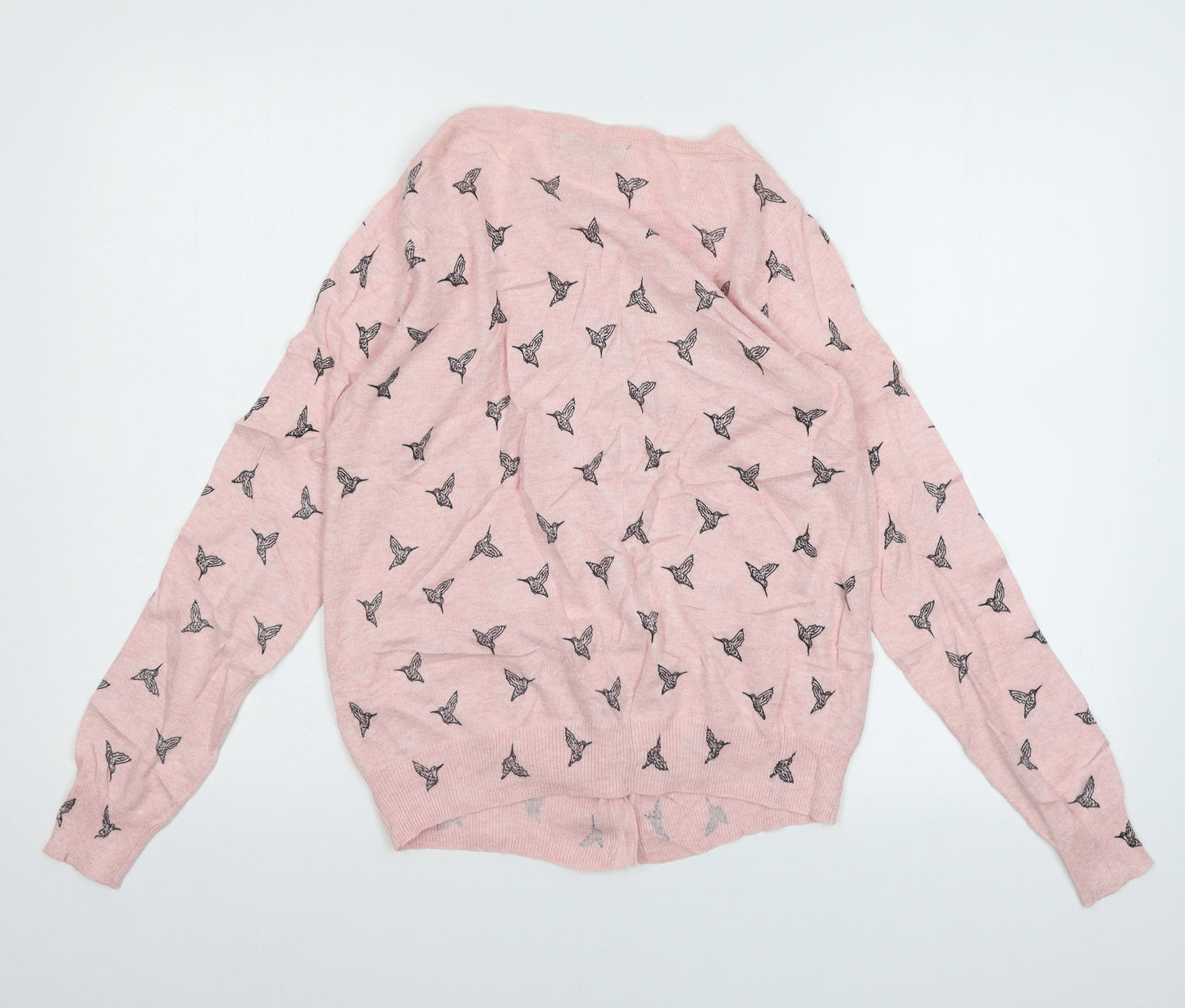 Atmosphere Womens Pink Geometric Knit Cardigan Jumper Size 10  - Bird Print