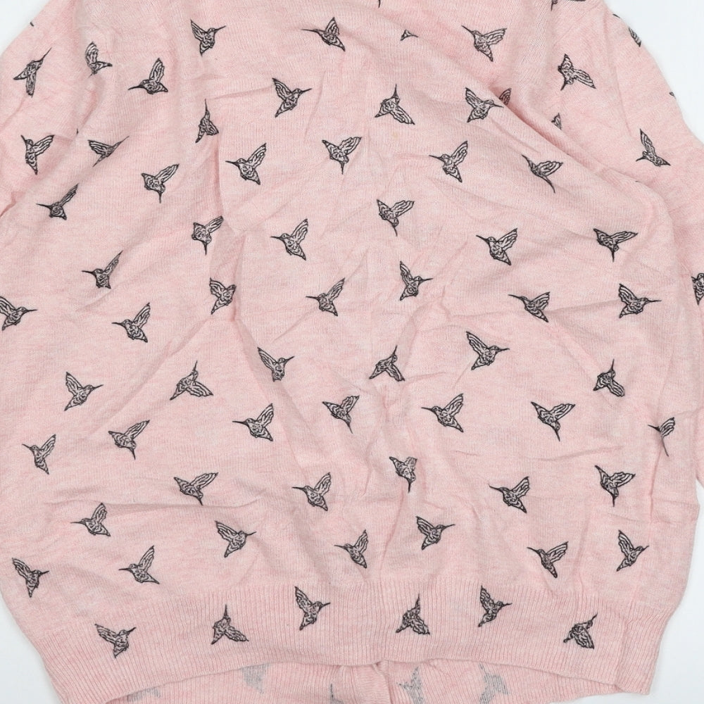 Atmosphere Womens Pink Geometric Knit Cardigan Jumper Size 10  - Bird Print