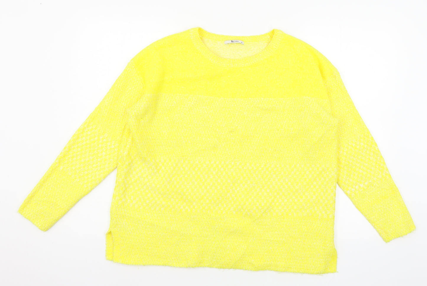 TU Womens Yellow  Knit Pullover Jumper Size 14