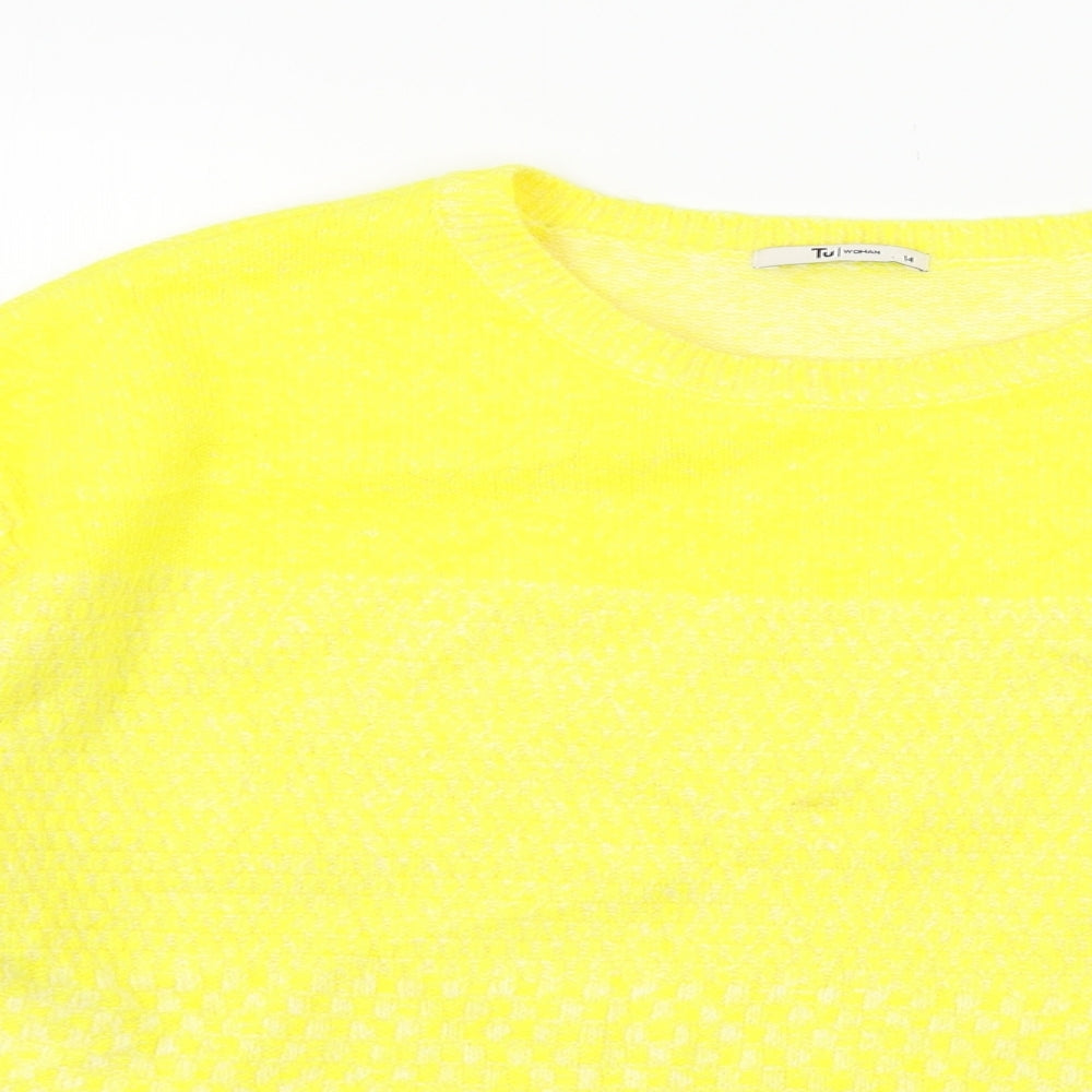 TU Womens Yellow  Knit Pullover Jumper Size 14