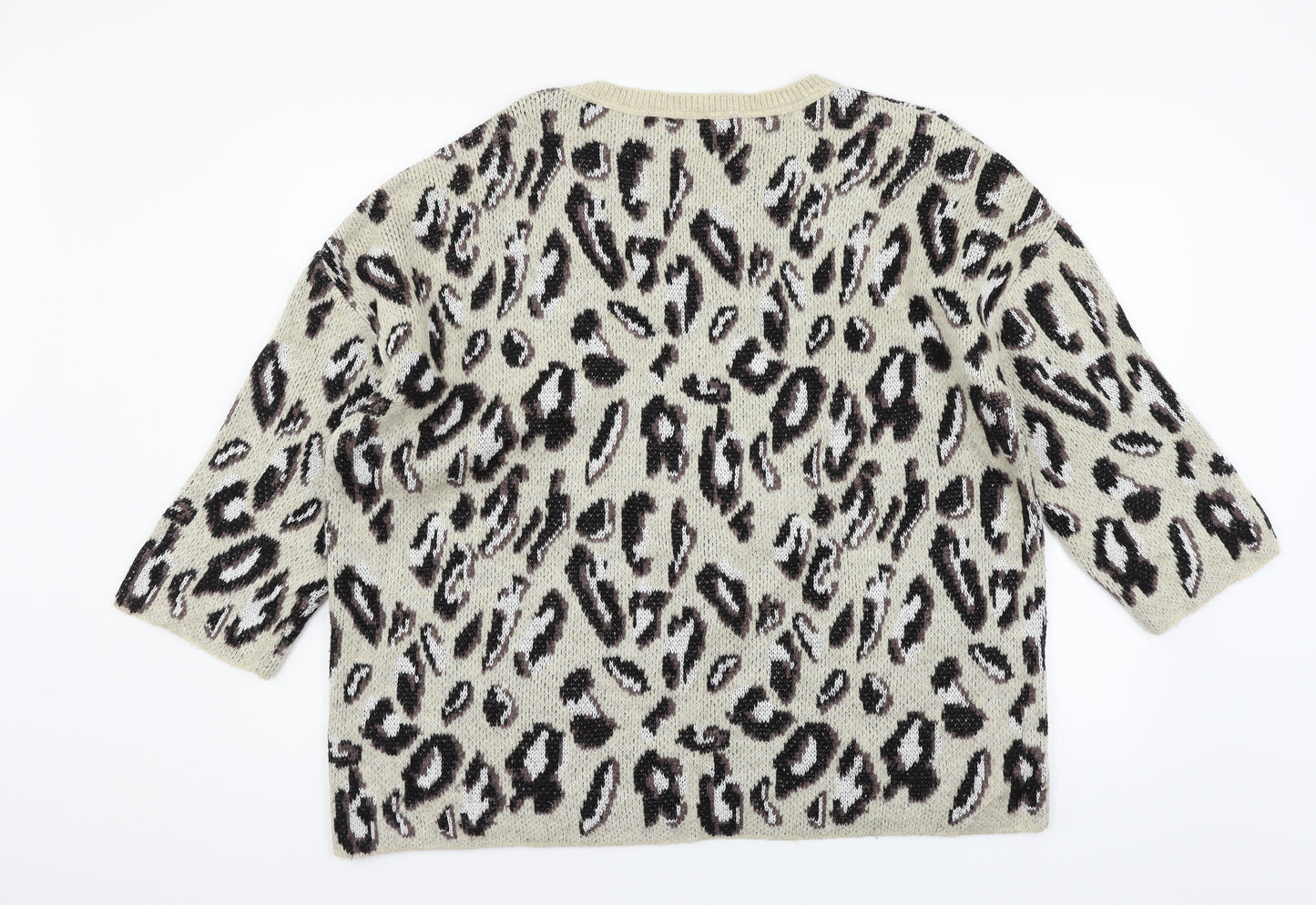 TU Womens Beige Animal Print Knit Pullover Jumper Size 20
