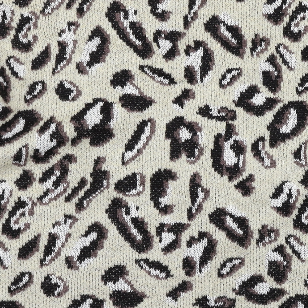 TU Womens Beige Animal Print Knit Pullover Jumper Size 20