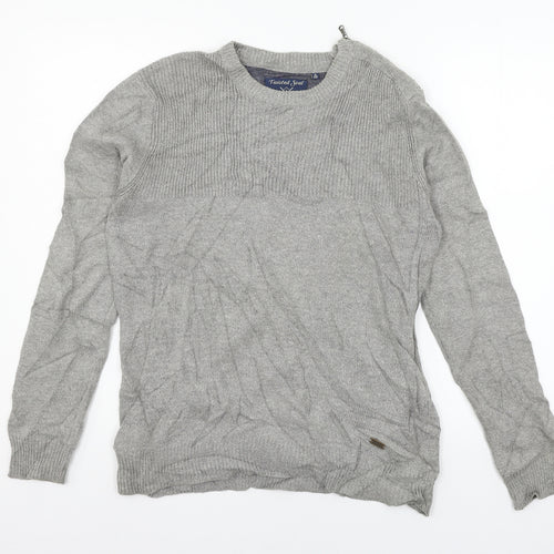 Twisted Soul Mens Grey  Knit Pullover Jumper Size S