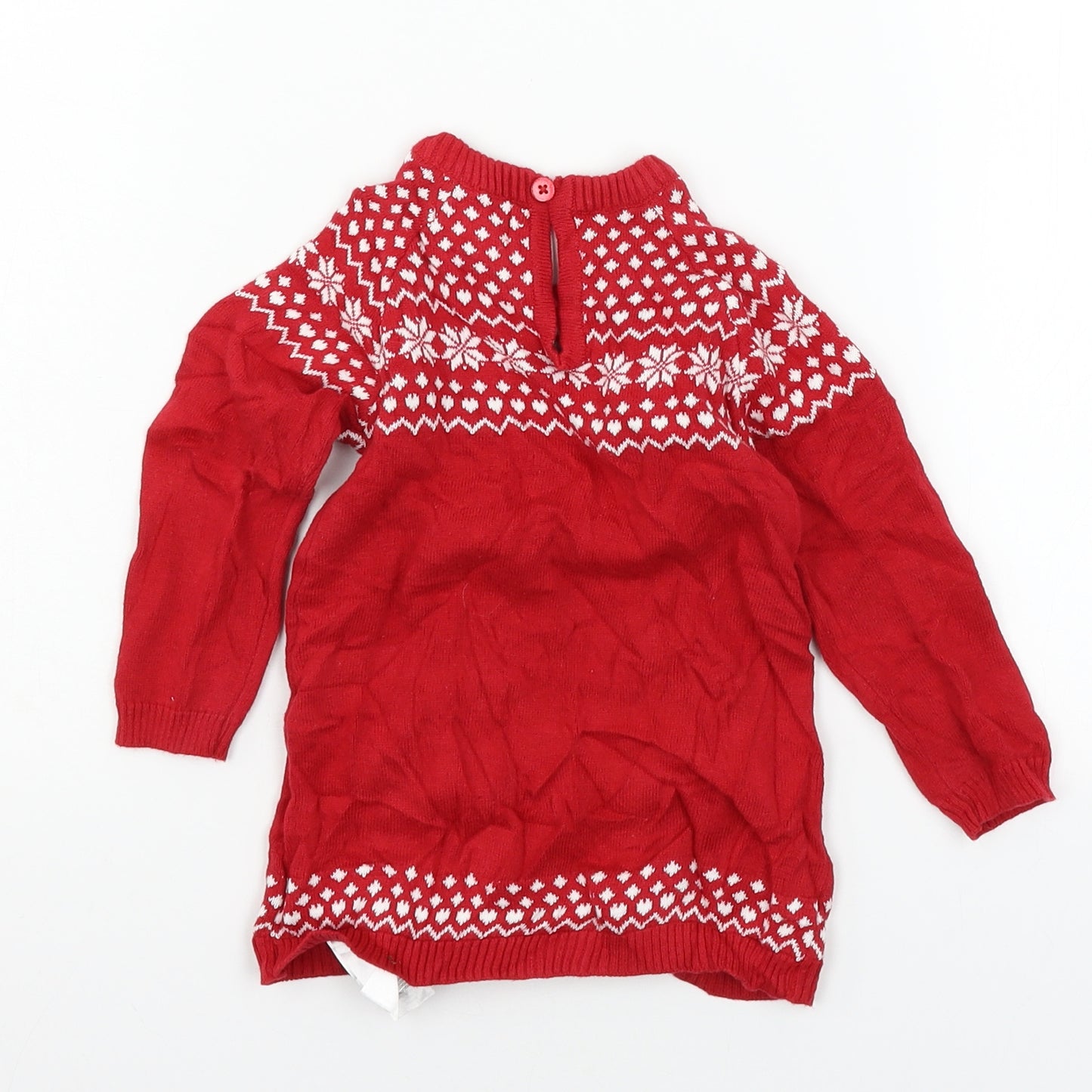Primark Girls Red  Knit Jumper Dress  Size 12-18 Months  - Penguin