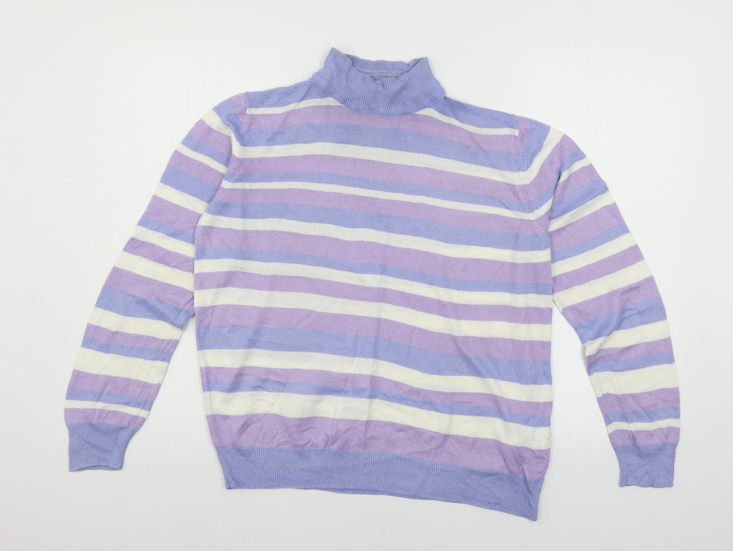Marks and Spencer Womens Purple Striped Knit Pullover Jumper Size 14