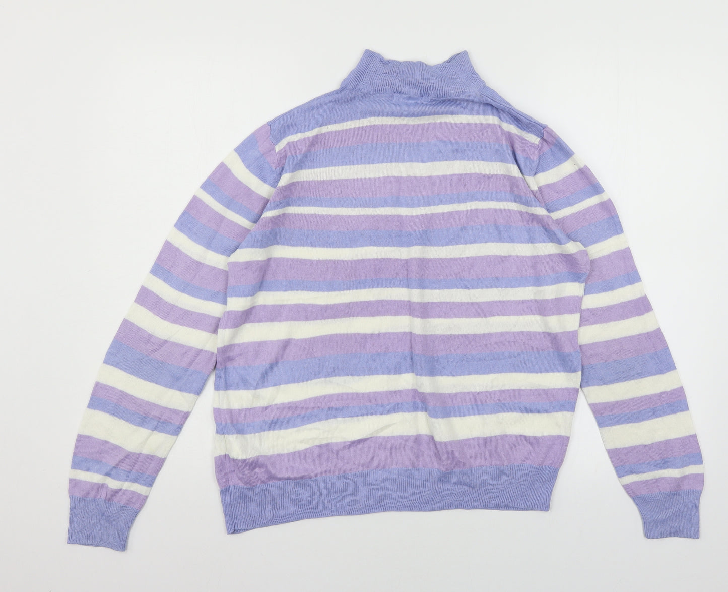 Marks and Spencer Womens Purple Striped Knit Pullover Jumper Size 14