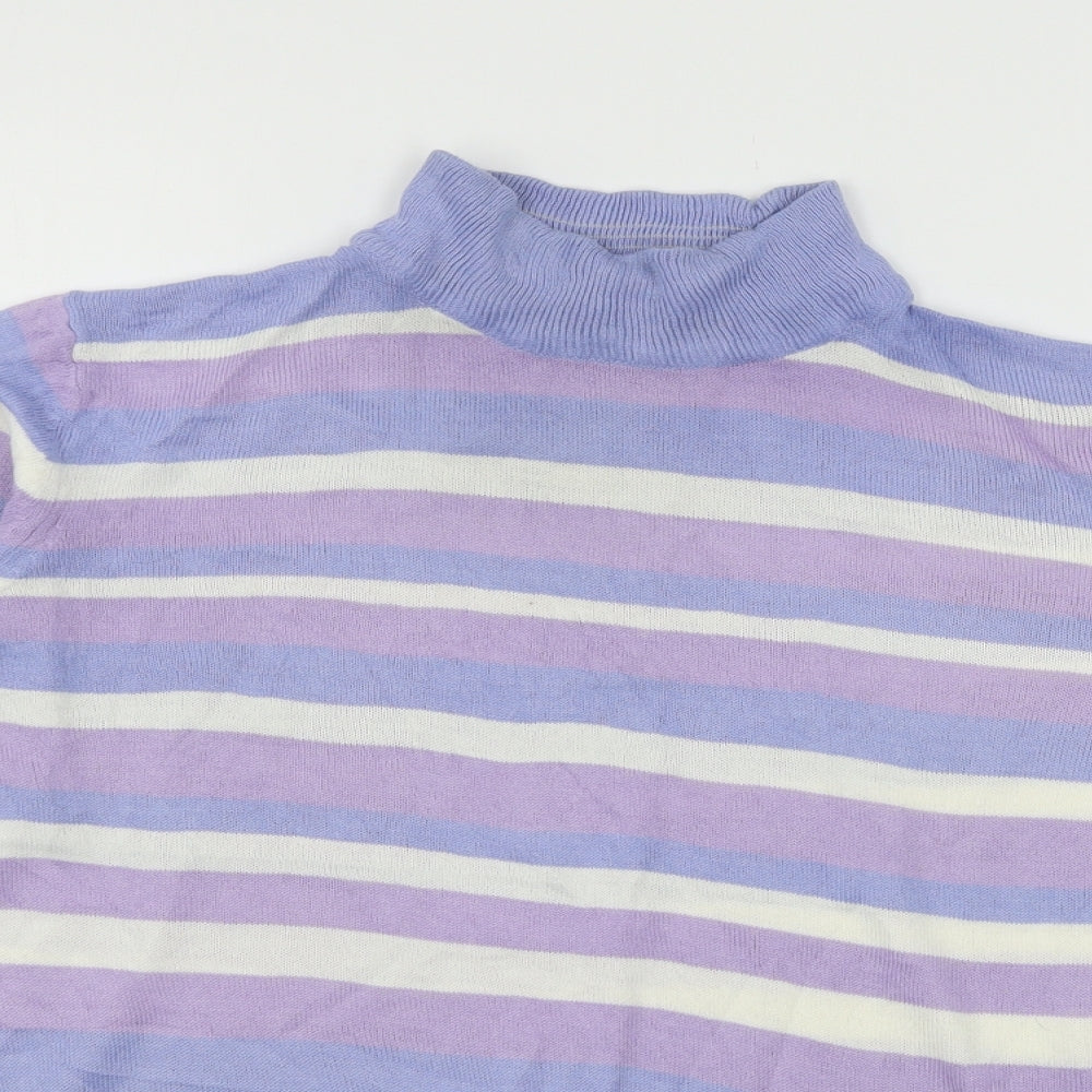 Marks and Spencer Womens Purple Striped Knit Pullover Jumper Size 14
