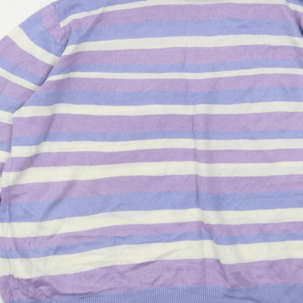 Marks and Spencer Womens Purple Striped Knit Pullover Jumper Size 14
