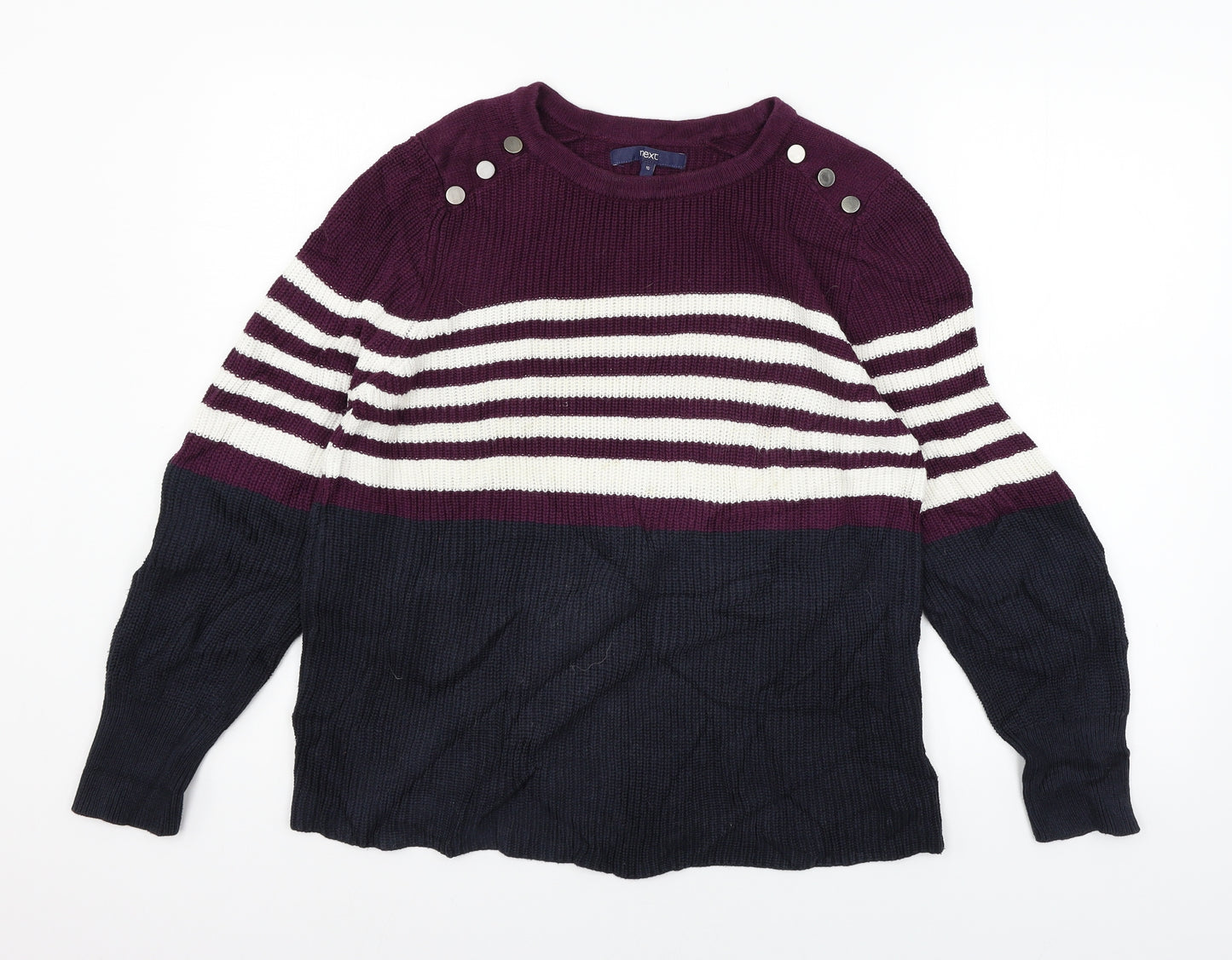 NEXT Womens Blue Striped Knit Pullover Jumper Size 16