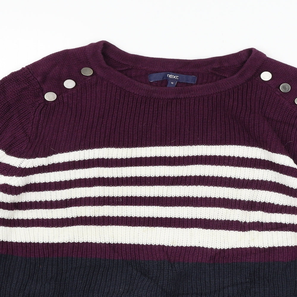 NEXT Womens Blue Striped Knit Pullover Jumper Size 16