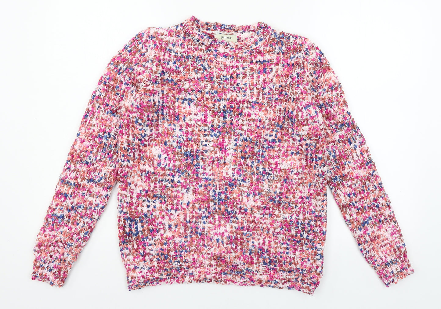 Papaya Womens Pink Polka Dot Knit Pullover Jumper Size S