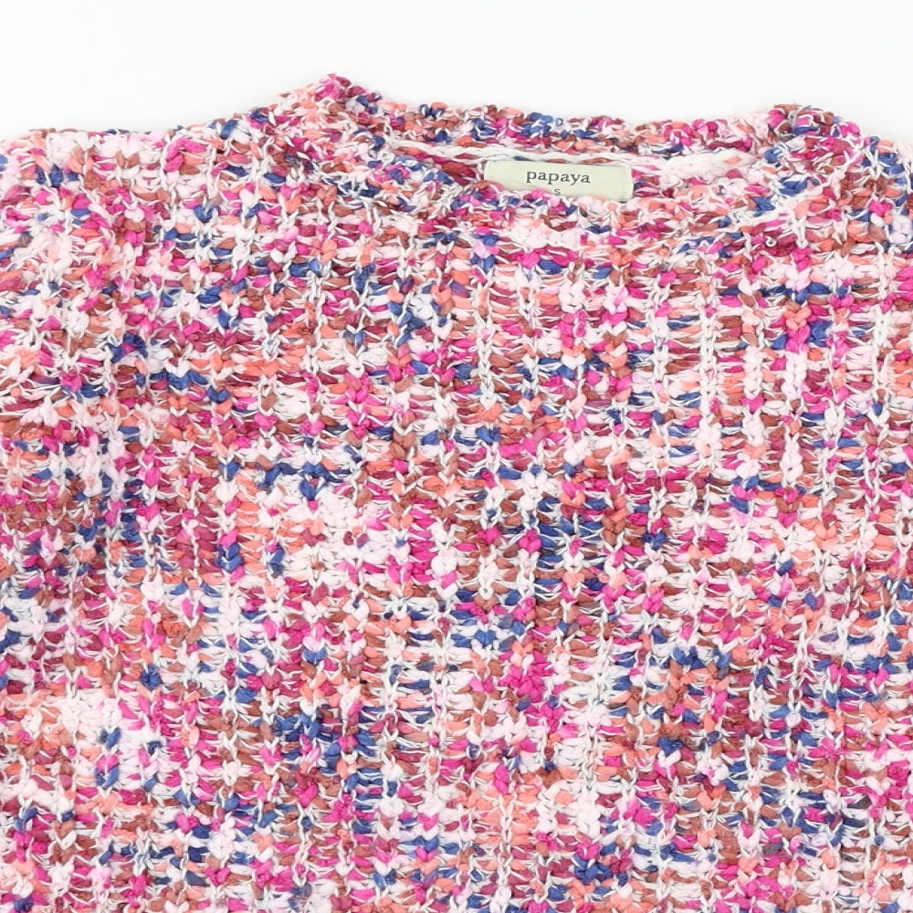 Papaya Womens Pink Polka Dot Knit Pullover Jumper Size S