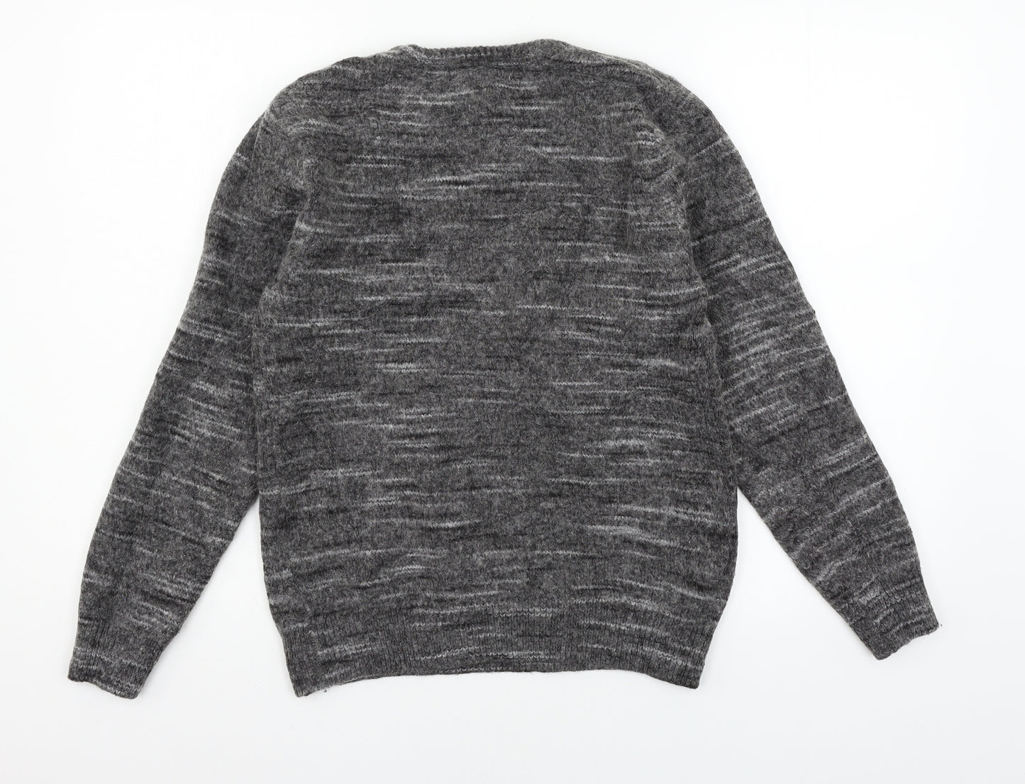H&M Mens Grey Striped Knit Pullover Jumper Size S