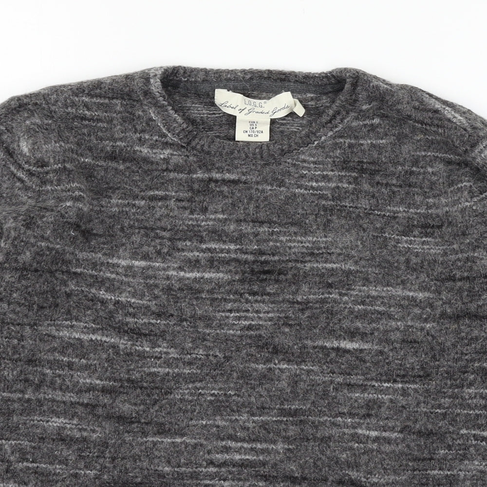 H&M Mens Grey Striped Knit Pullover Jumper Size S