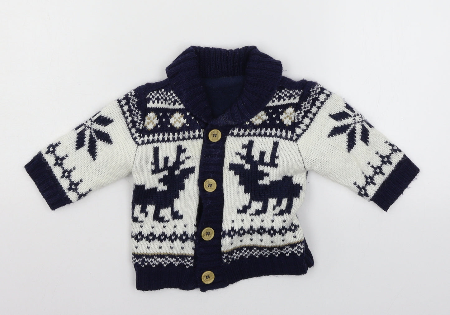 George Boys Blue Geometric Knit Jacket Coat Size 3-6 Months