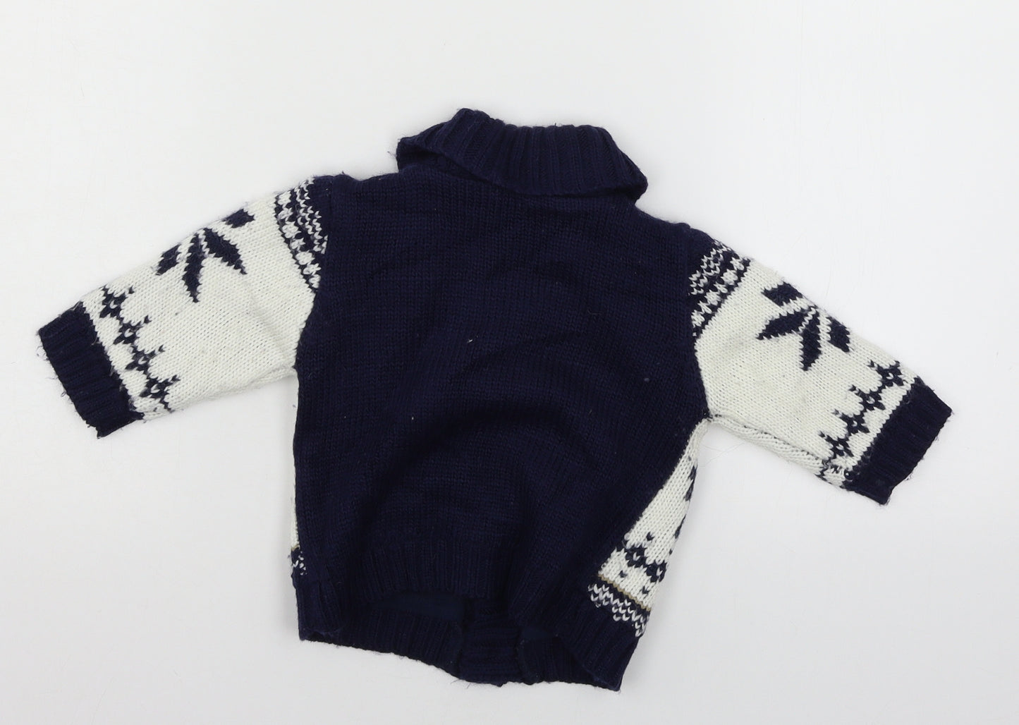 George Boys Blue Geometric Knit Jacket Coat Size 3-6 Months