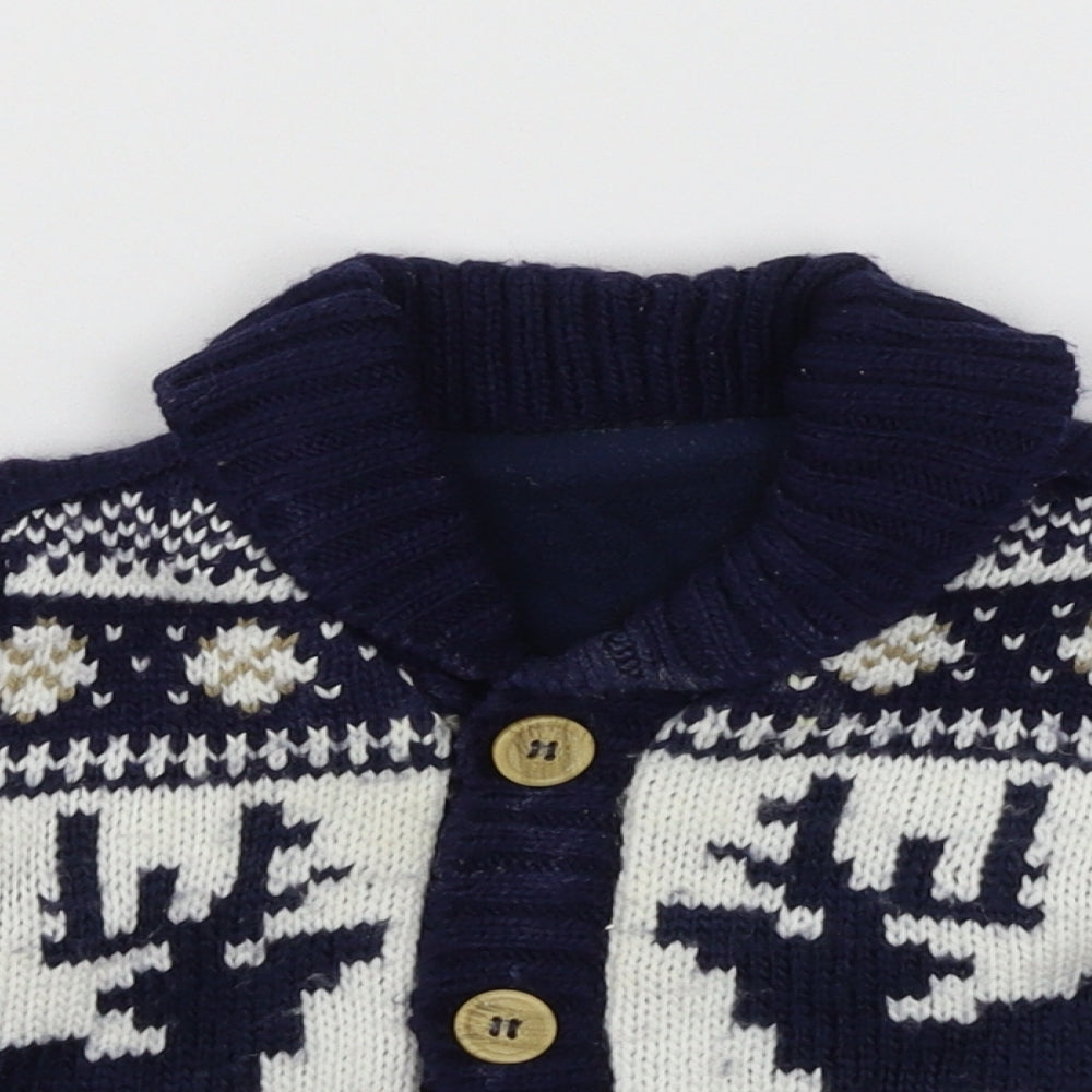 George Boys Blue Geometric Knit Jacket Coat Size 3-6 Months