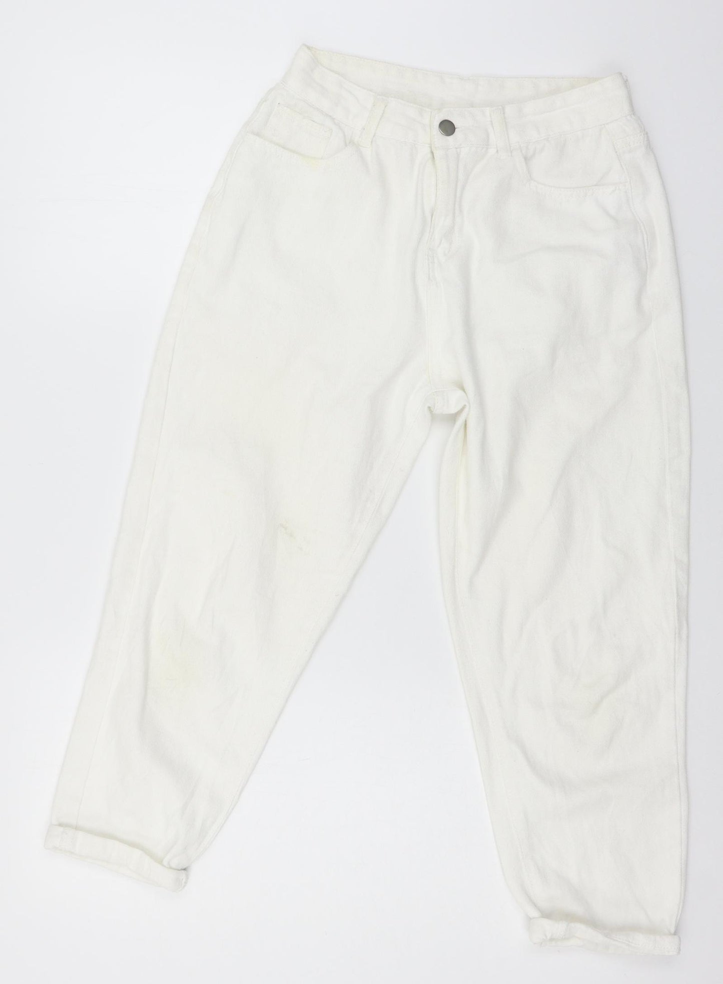 Preworn Womens White  Denim Mom Jeans Size S L21 in