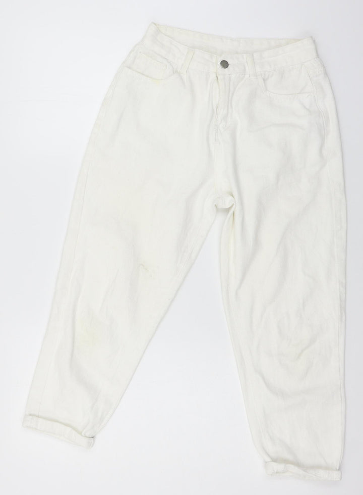 Preworn Womens White  Denim Mom Jeans Size S L21 in