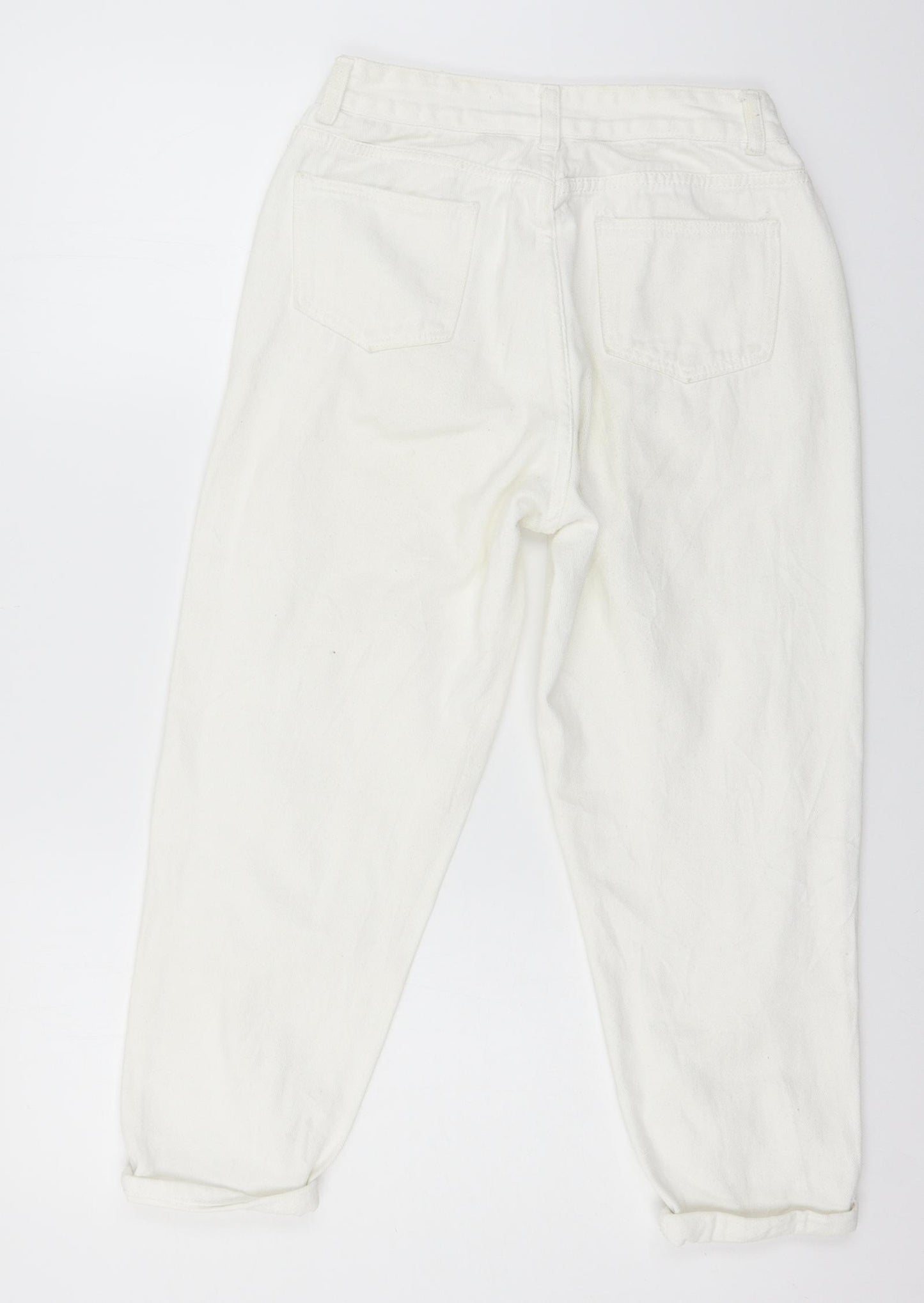 Preworn Womens White  Denim Mom Jeans Size S L21 in