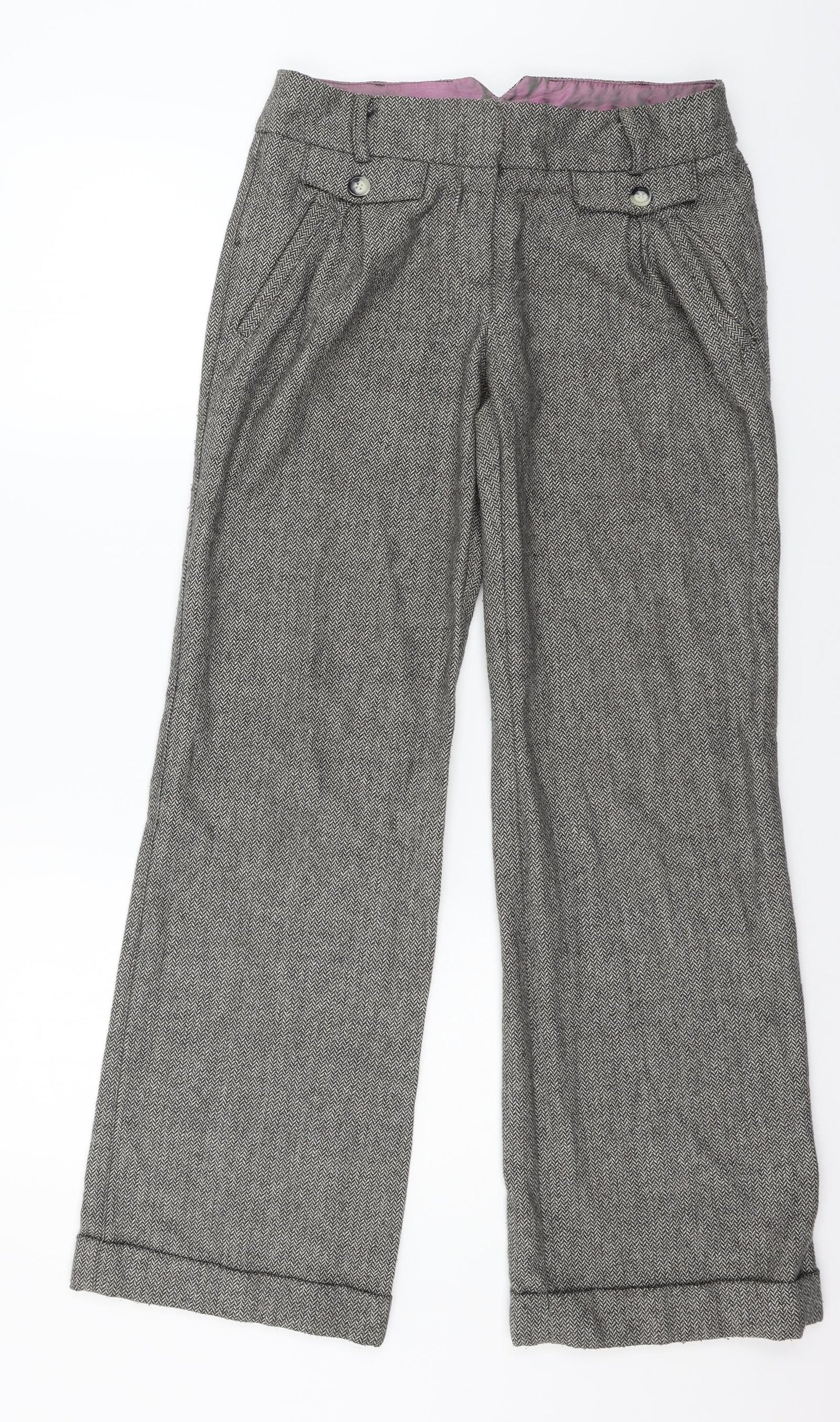 NEXT Womens Brown Herringbone  Trousers  Size 8 L30 in