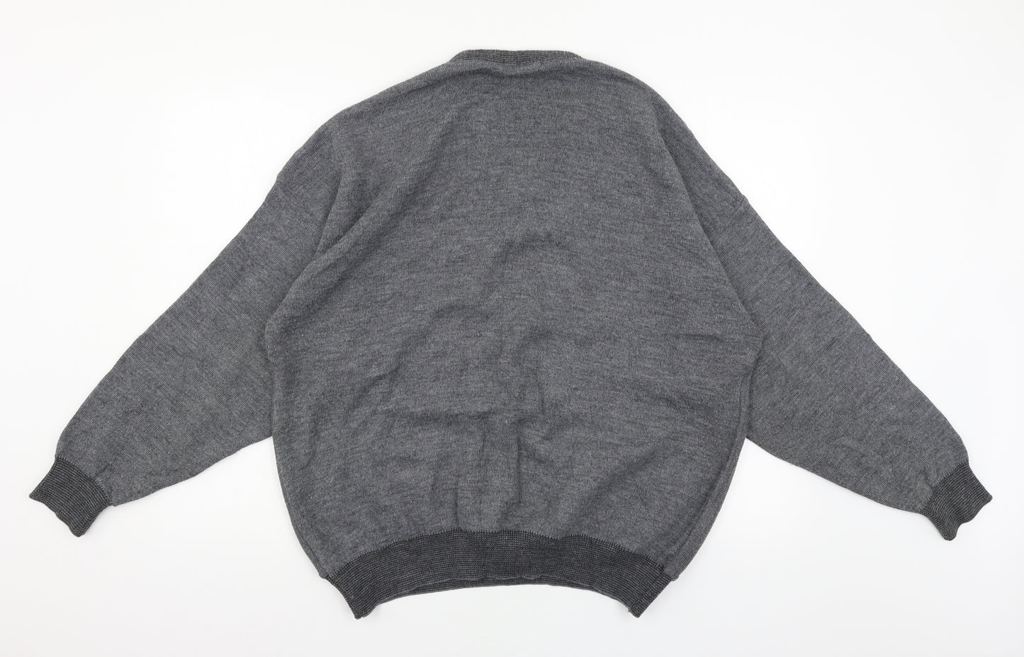Farah Mens Grey Striped Knit Pullover Jumper Size XL