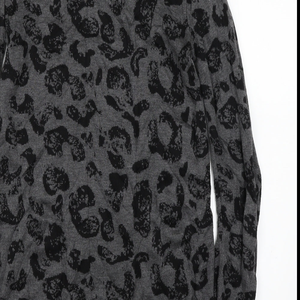 Dorothy Perkins Womens Grey Animal Print Knit Jumper Dress  Size 14