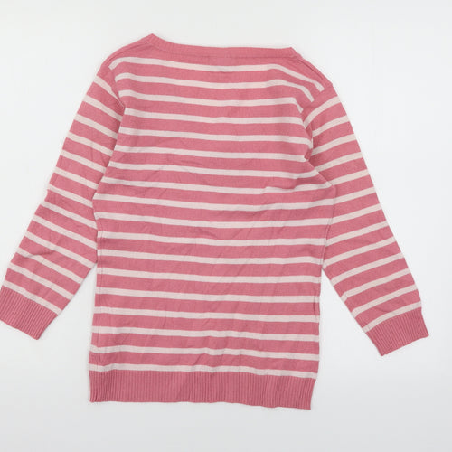 H&M Womens Pink Striped Knit Pullover Jumper Size S
