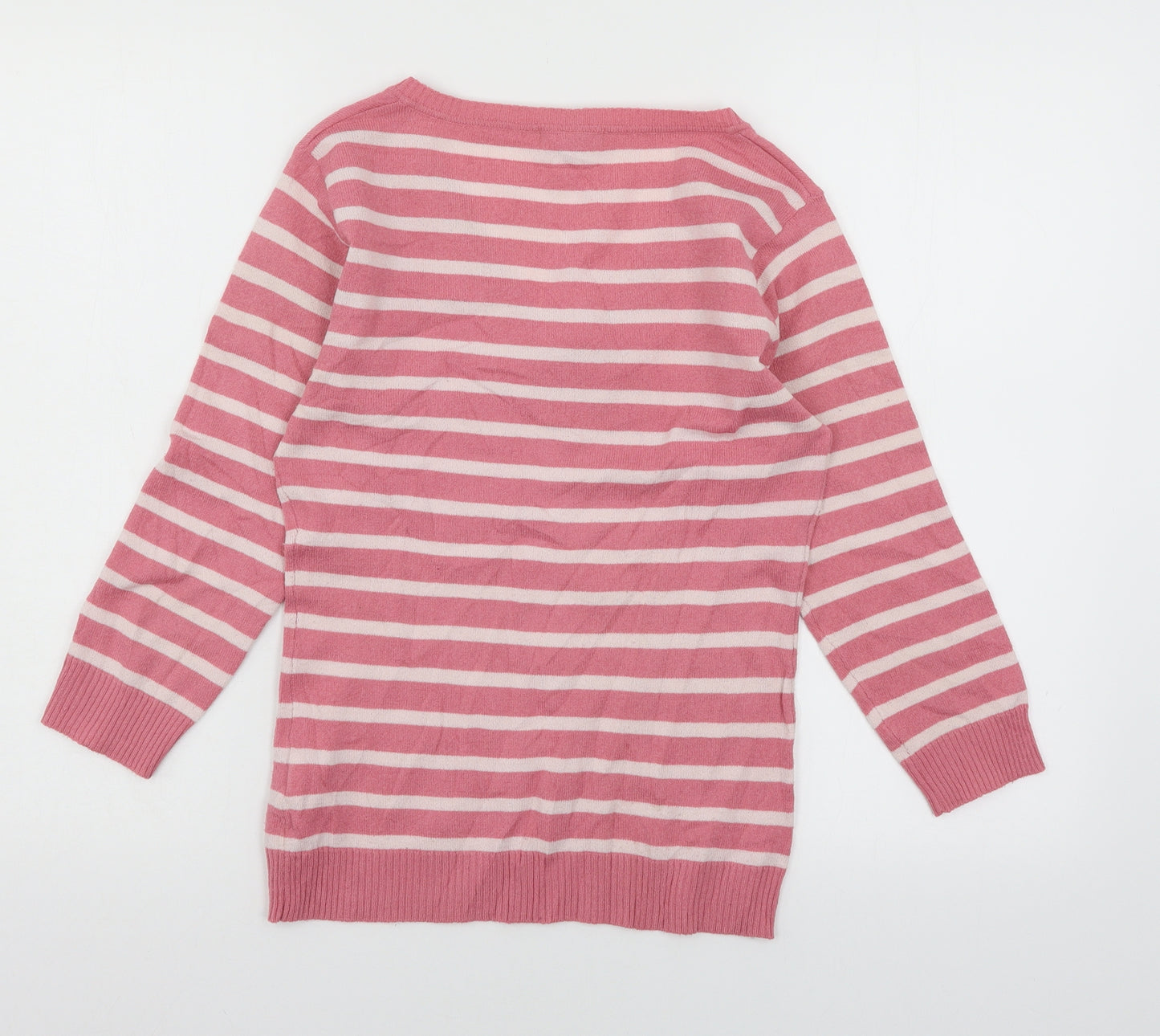 H&M Womens Pink Striped Knit Pullover Jumper Size S
