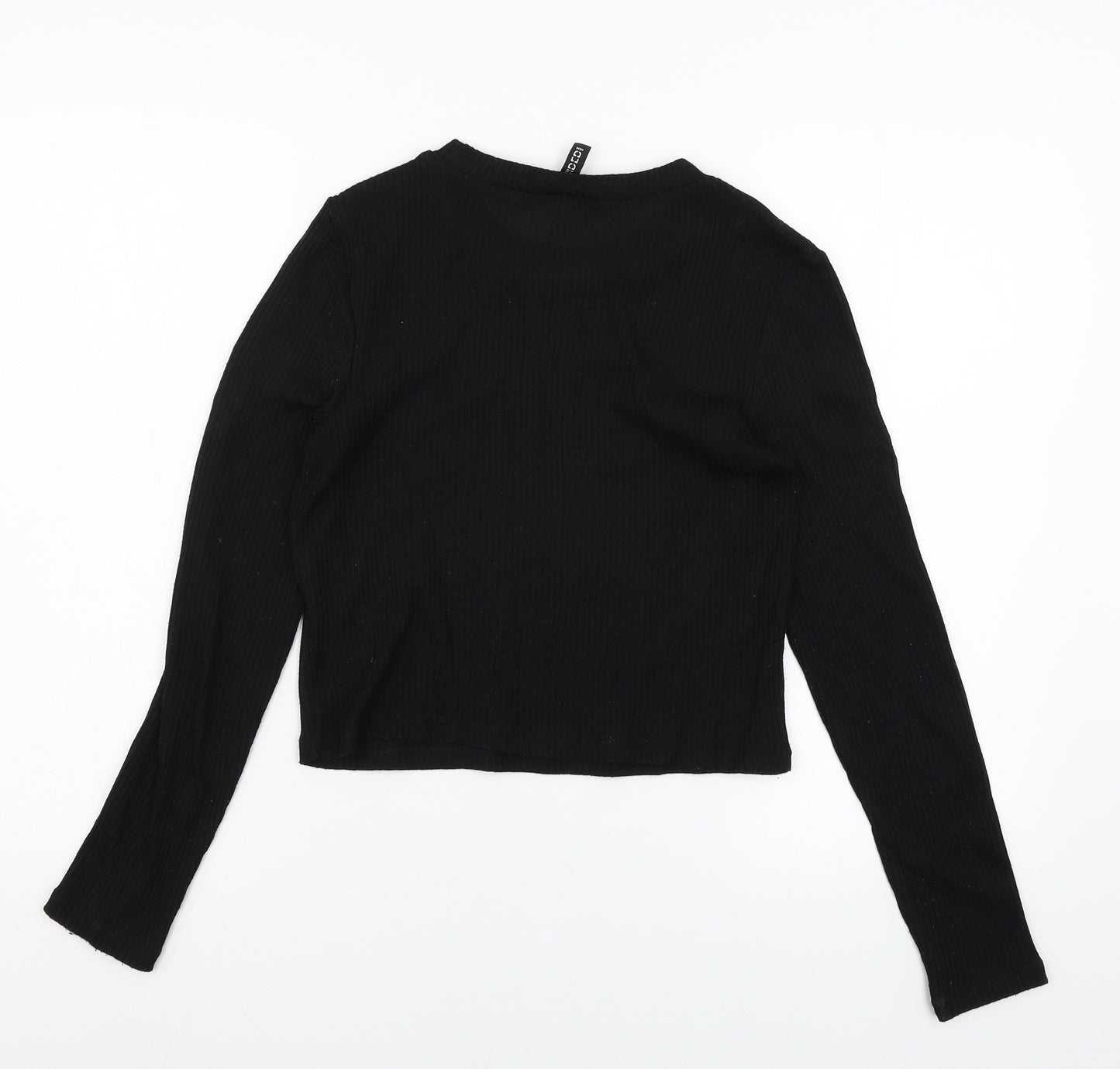 Divided by H&M Womens Black  Jersey Basic T-Shirt Size M  - Embelished Neckline