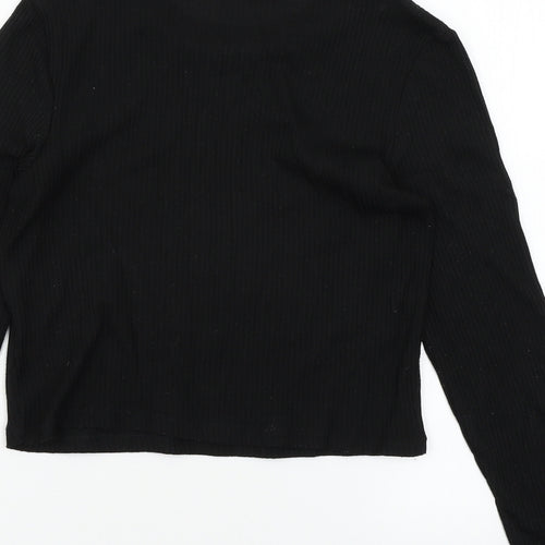 Divided by H&M Womens Black  Jersey Basic T-Shirt Size M  - Embelished Neckline