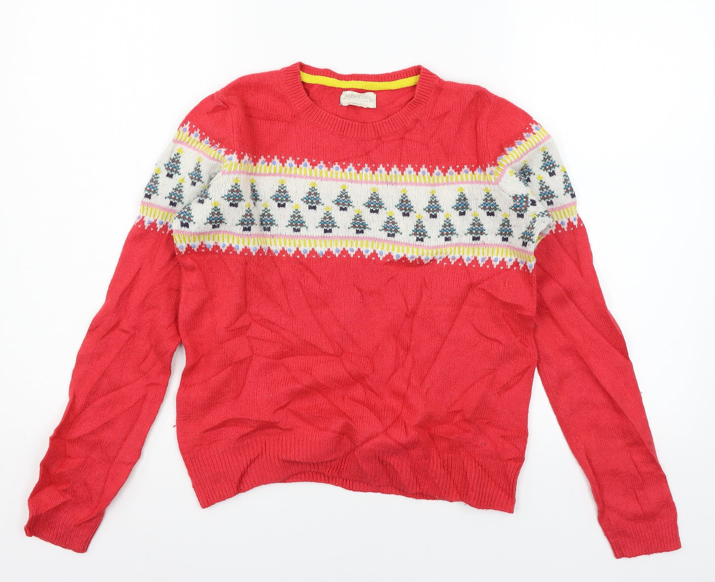 Johnnie B Girls Red Geometric Knit Pullover Jumper Size 13-14 Years  - Christmas Tree