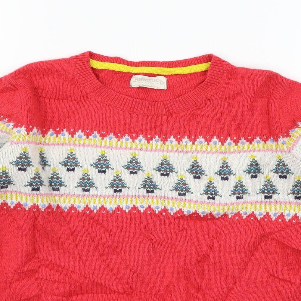 Johnnie B Girls Red Geometric Knit Pullover Jumper Size 13-14 Years  - Christmas Tree