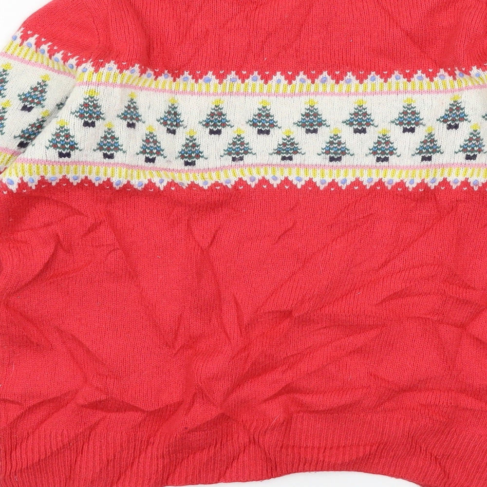 Johnnie B Girls Red Geometric Knit Pullover Jumper Size 13-14 Years  - Christmas Tree