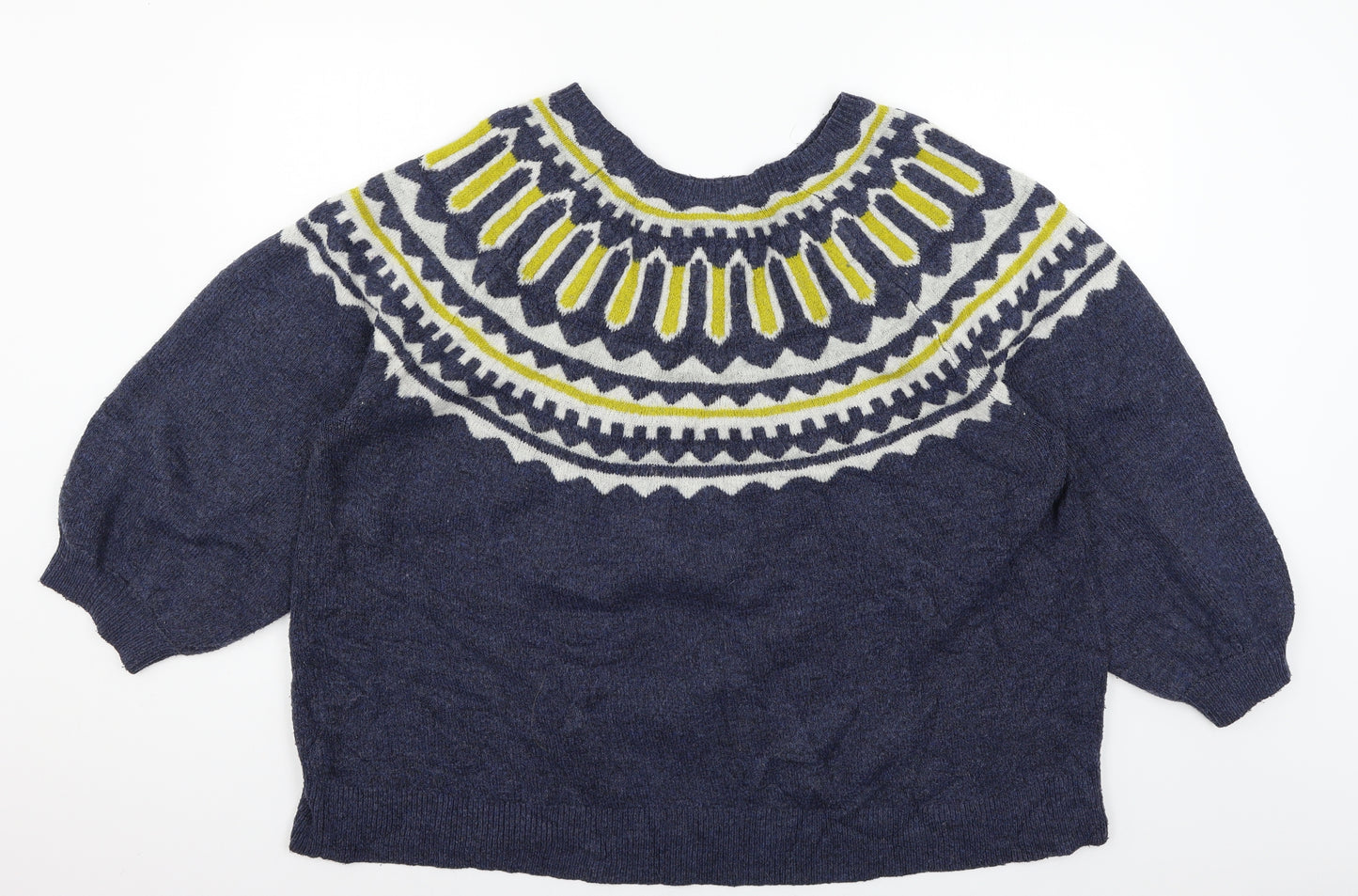 George Womens Blue Geometric Knit Pullover Jumper Size XL