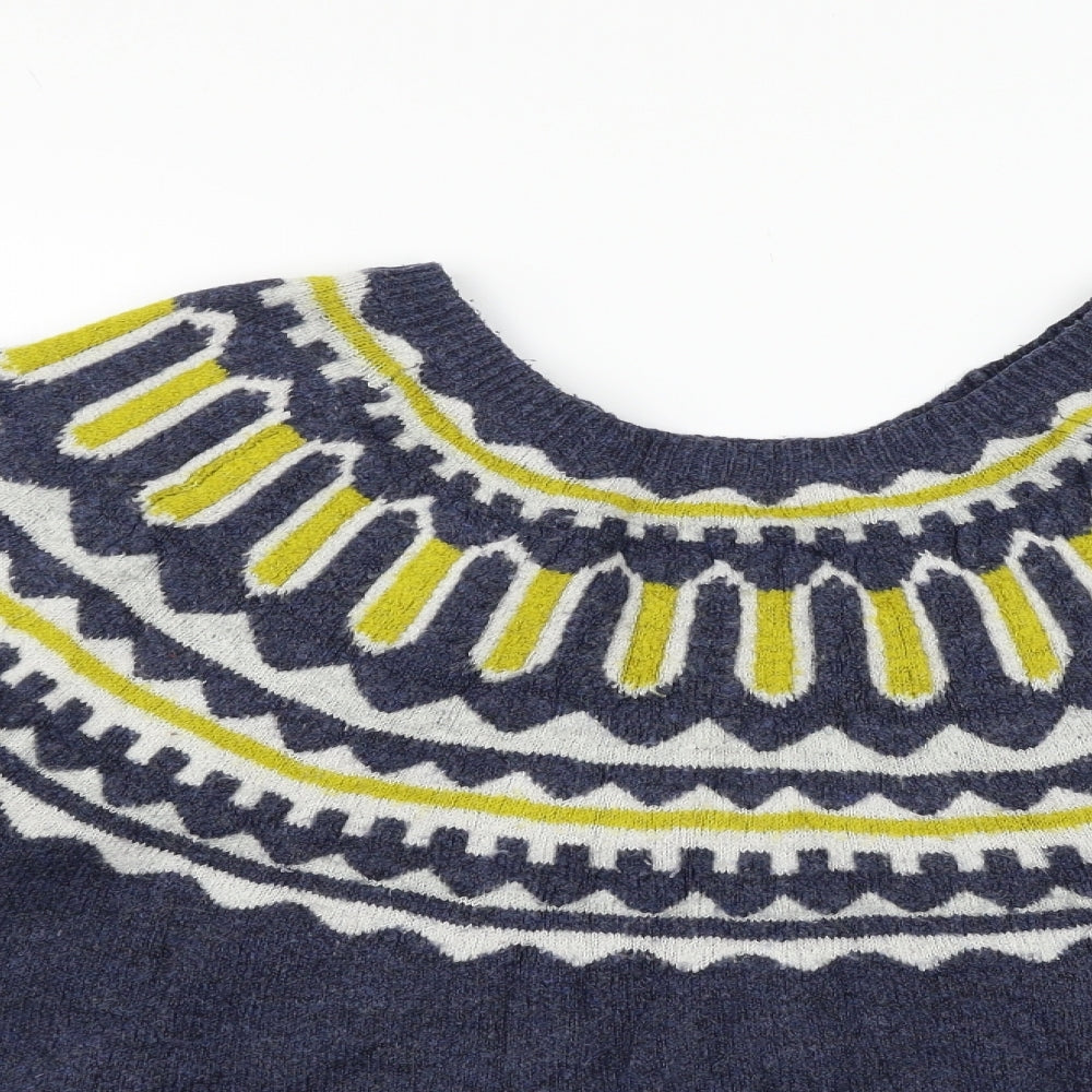George Womens Blue Geometric Knit Pullover Jumper Size XL